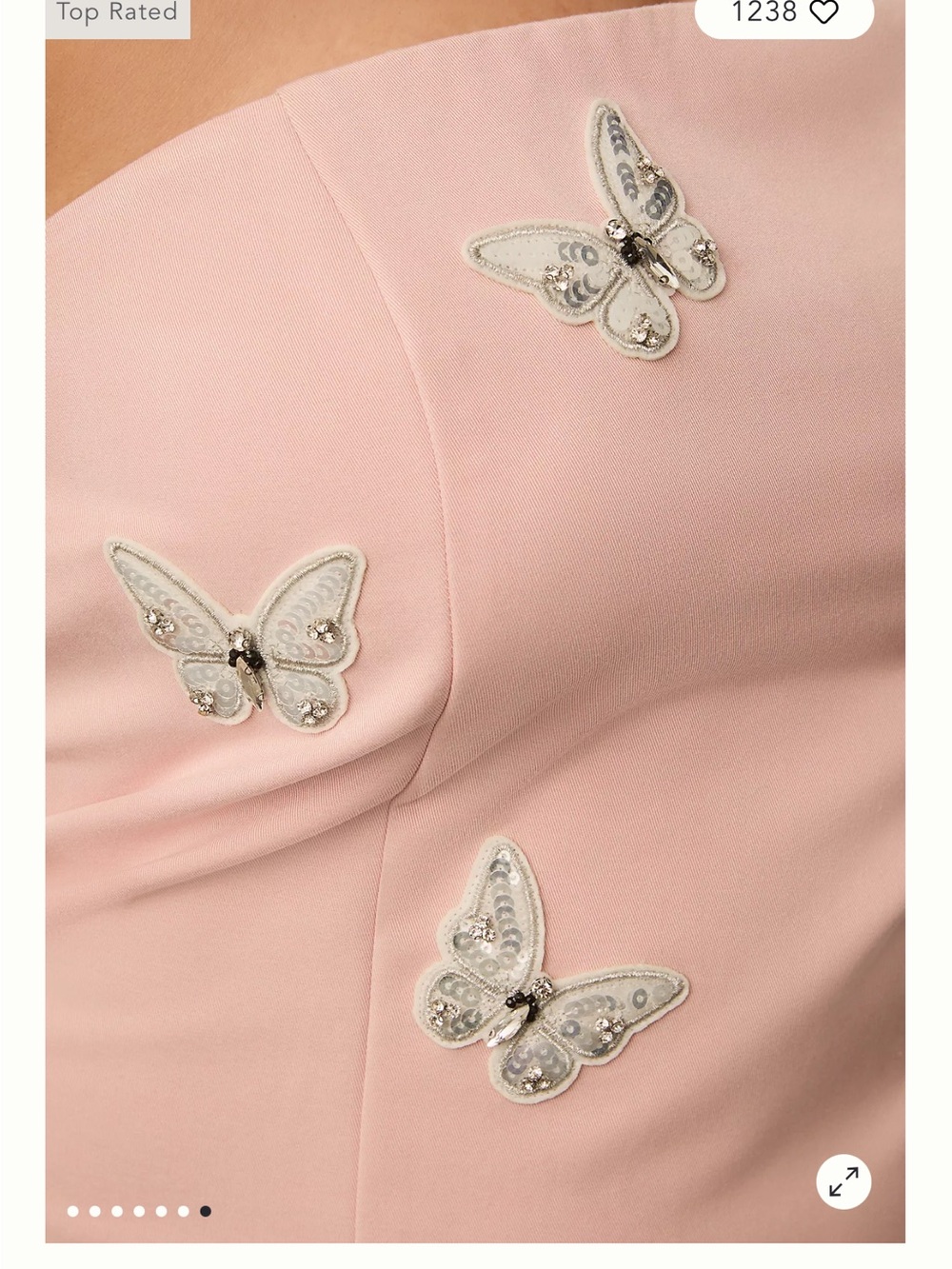 Anthropologie Mare Mare Strapless Blush Butterfly-Appliqué Mini Dress - Picture 3 of 6